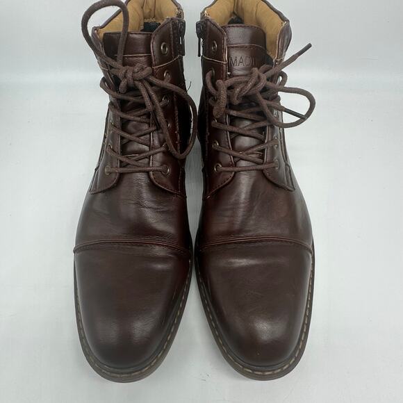 Madden Dylan Brown Lace Up Combat Cap Toe Leather Boots Mens Shoe Size 10 - Picture 11 of 15